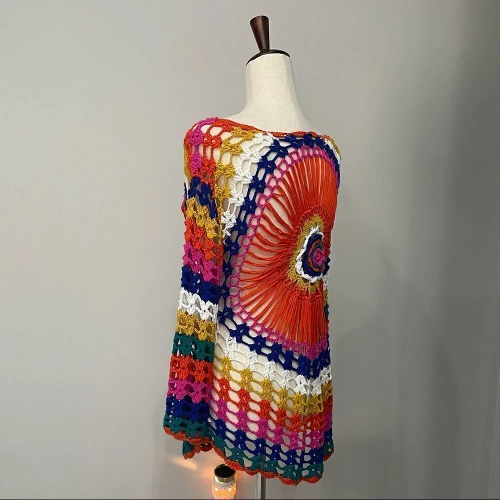 𝅺cupshe Crochet Multicolor Rainbow Top
